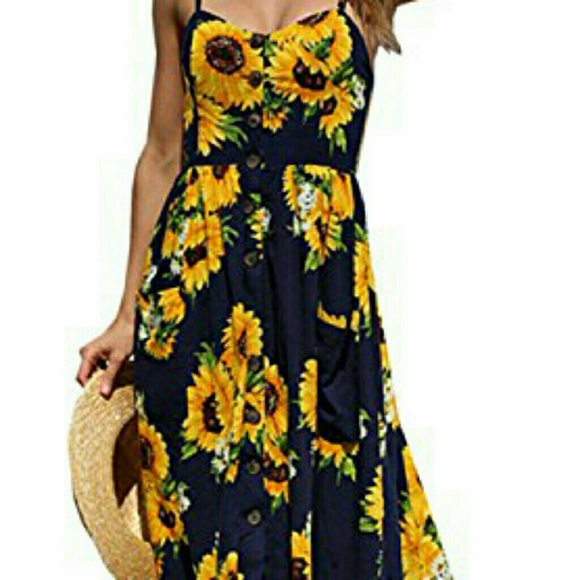 navy blue sunflower dress